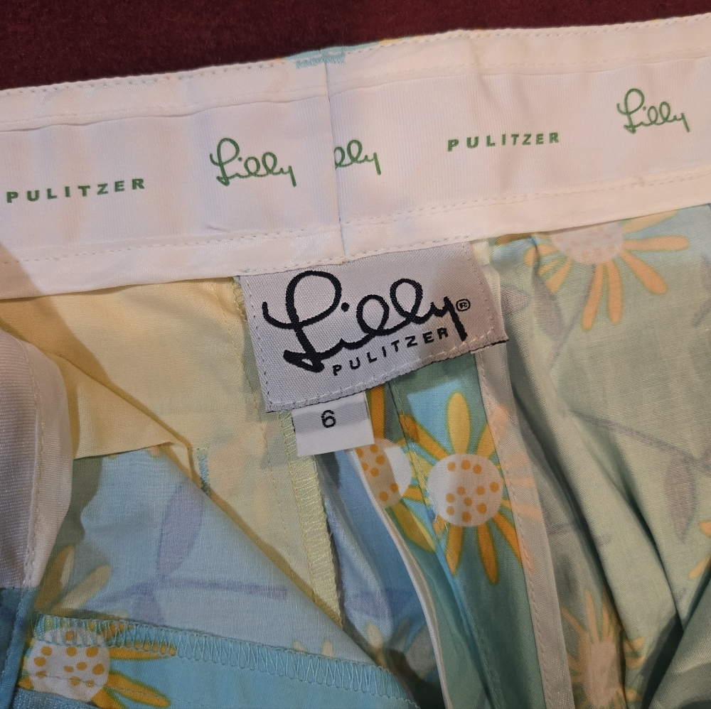 Lilly Pulitzer Blue and Yellow Floral Skirt